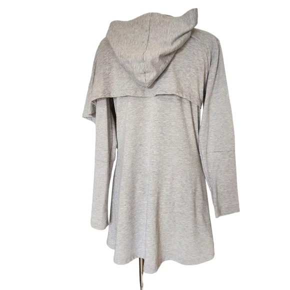 Gray Long Sleeve Graphic Letter Asymmetrical Hem Women's Hoddie Size M - Picture 6 of 6